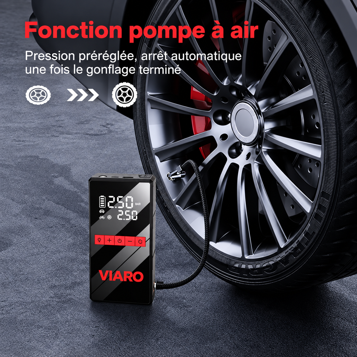 Booster Batterie Voiture 12V 1200A avec Compresseur 150 PSI –  LED