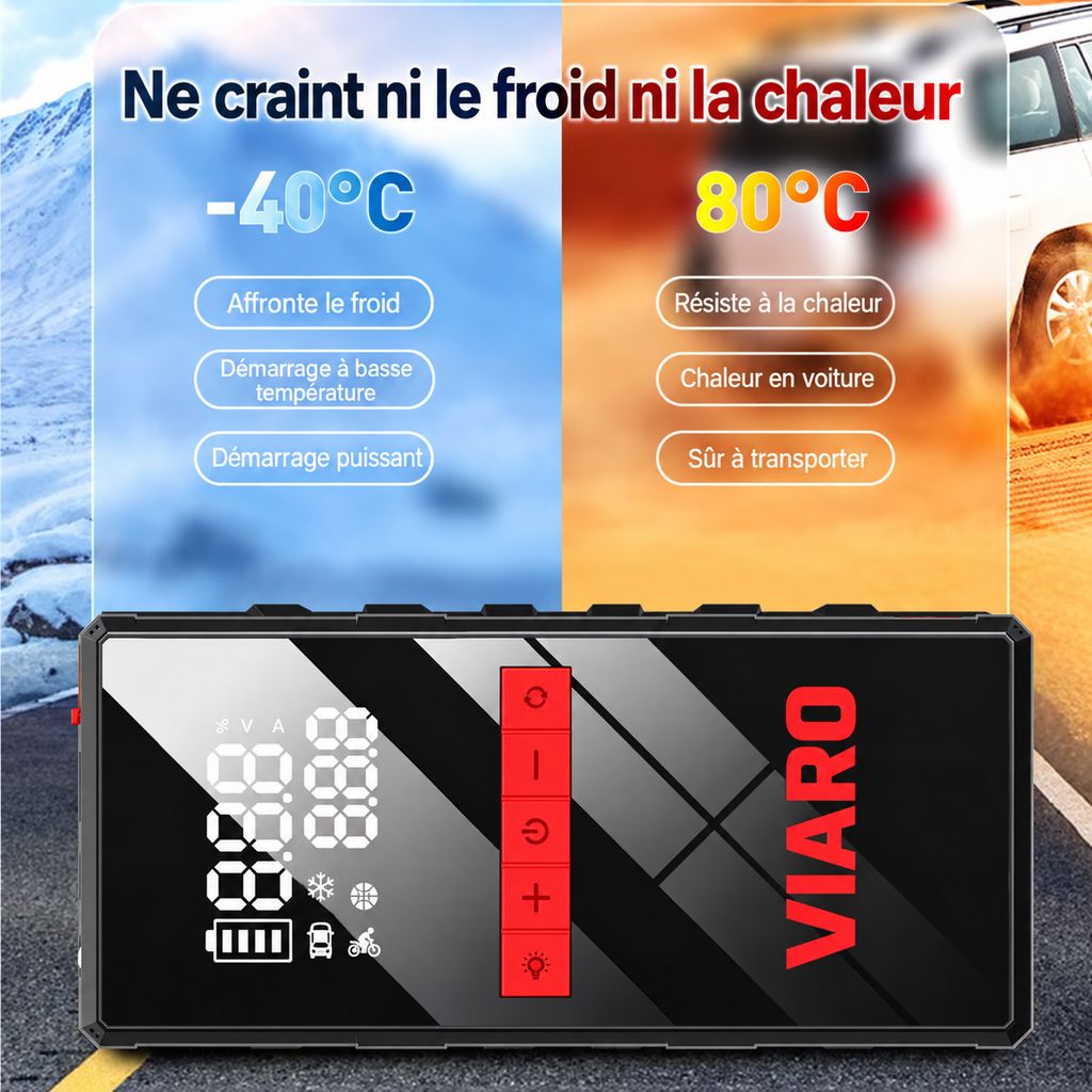 Booster Batterie Voiture 12V 1200A avec Compresseur 150 PSI –  LED