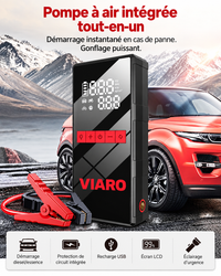 Booster Batterie Voiture 12V 1200A avec Compresseur 150 PSI –  LED