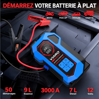 Booster Batterie Voiture 12V 3000A 12000mAh avec Compresseur – LED USB
