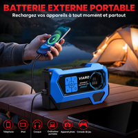 Booster Batterie Voiture 12V 3000A 12000mAh avec Compresseur – LED USB