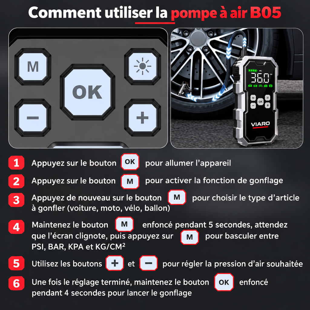 Booster Batterie Voiture 12V 1500A 21800mAh avec Compresseur 150 PSI – LED USB