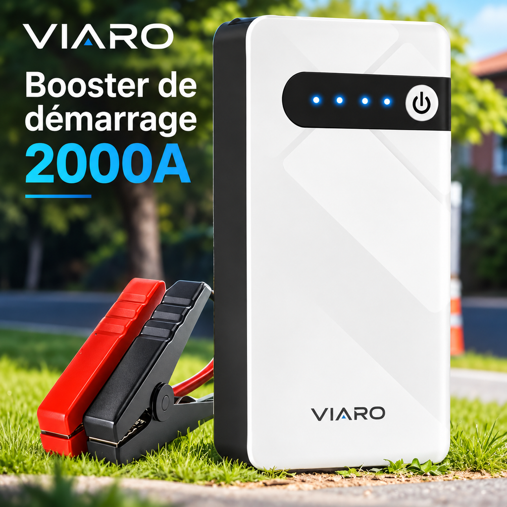Booster Batterie Voiture 12V 2000A – Démarreur Portable VIARO 44,4Wh