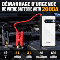 Booster Batterie Voiture 12V 2000A – Démarreur Portable VIARO 44,4Wh