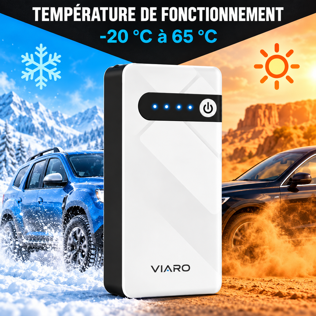 Booster Batterie Voiture 12V 2000A – Démarreur Portable VIARO 44,4Wh