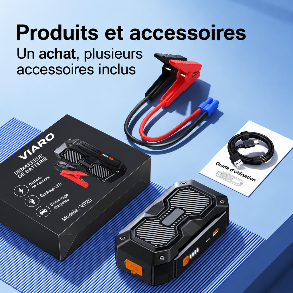 Booster Batterie Voiture 2000A 12V VIARO – Démarreur Portable
