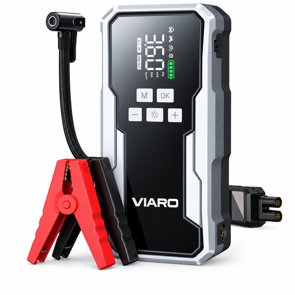 Booster Batterie Voiture 12V 1500A 21800mAh avec Compresseur 150 PSI – LED USB