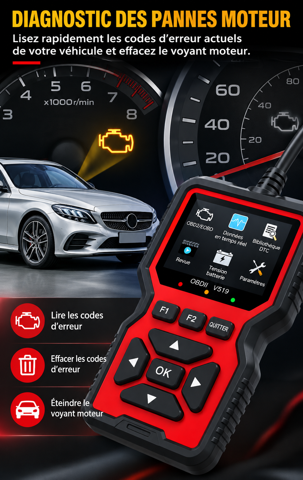 Scanner OBD2 Auto – Diagnostic Moteur & Codes Défaut | Viaro Auto