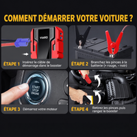 Booster Batterie Voiture 12V 3000A – Démarreur Portable Essence/Diesel USB LED