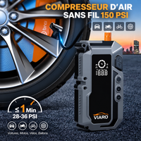 Booster Batterie Voiture 12V 4000A avec Compresseur 150 PSI – 25000mAh LED
