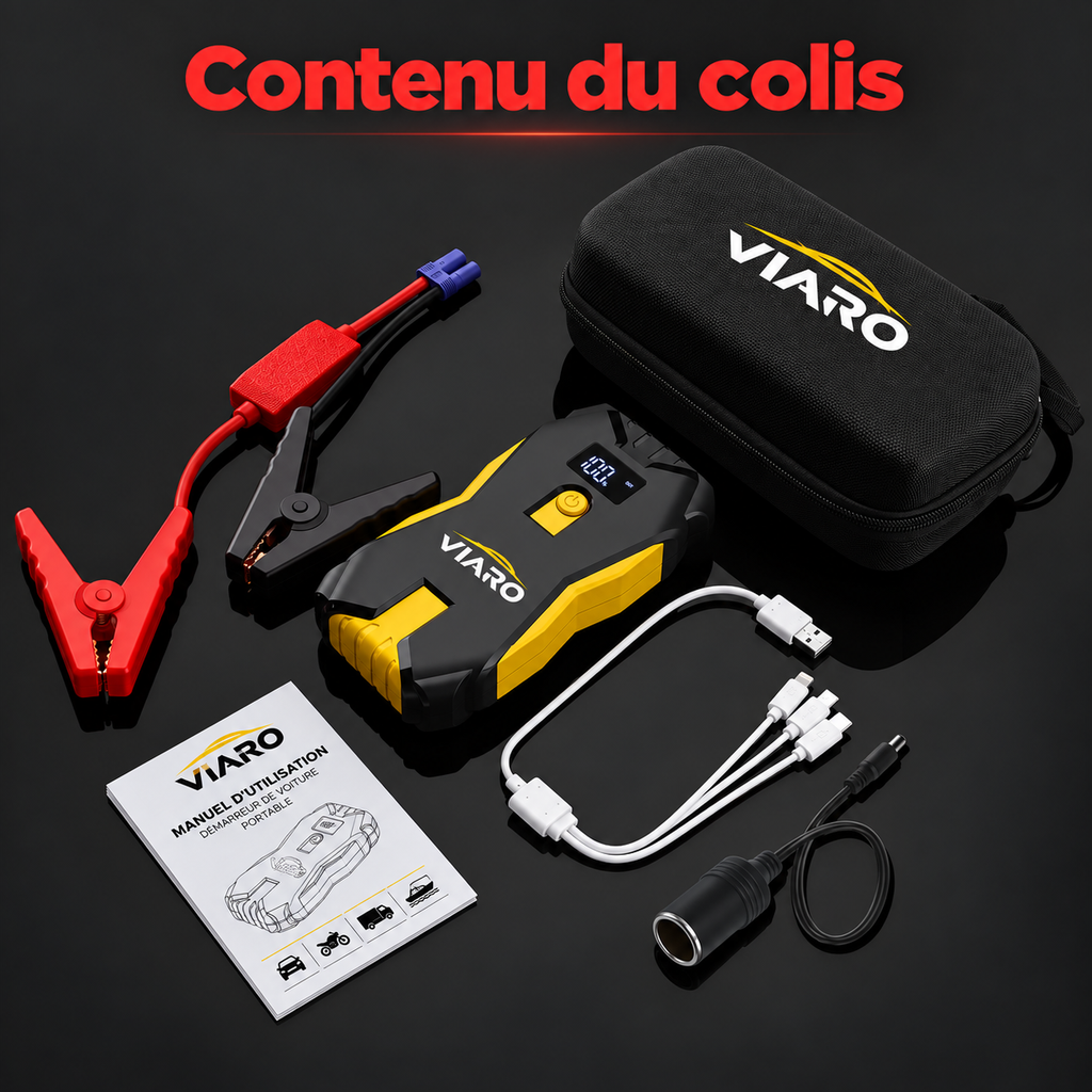 Booster Batterie Voiture 12V 4000A 20000mAh – Démarreur Portable USB LED