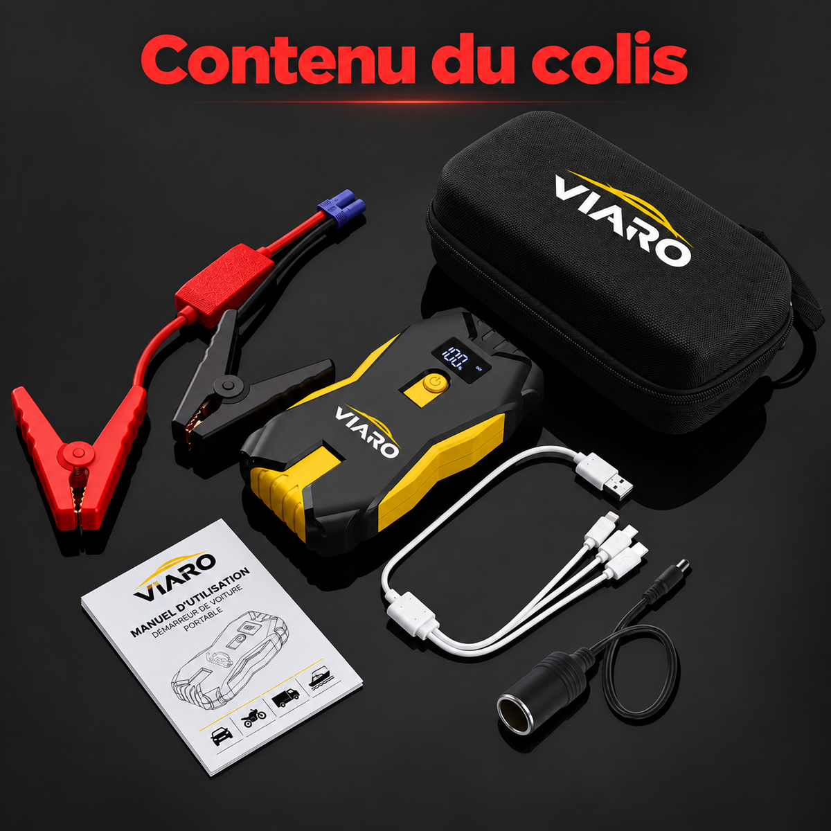 Booster Batterie Voiture 12V 4000A 20000mAh – Démarreur Portable USB LED