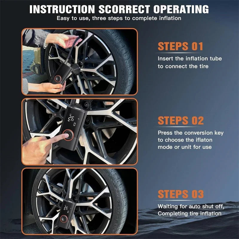 Gonfleur de Pneus Portable 150 PSI VIARO – Compresseur Électrique Sans Fil avec Écran LCD