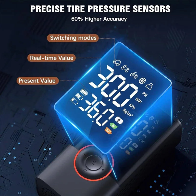 Gonfleur de Pneus Portable 150 PSI VIARO – Compresseur Électrique Sans Fil avec Écran LCD
