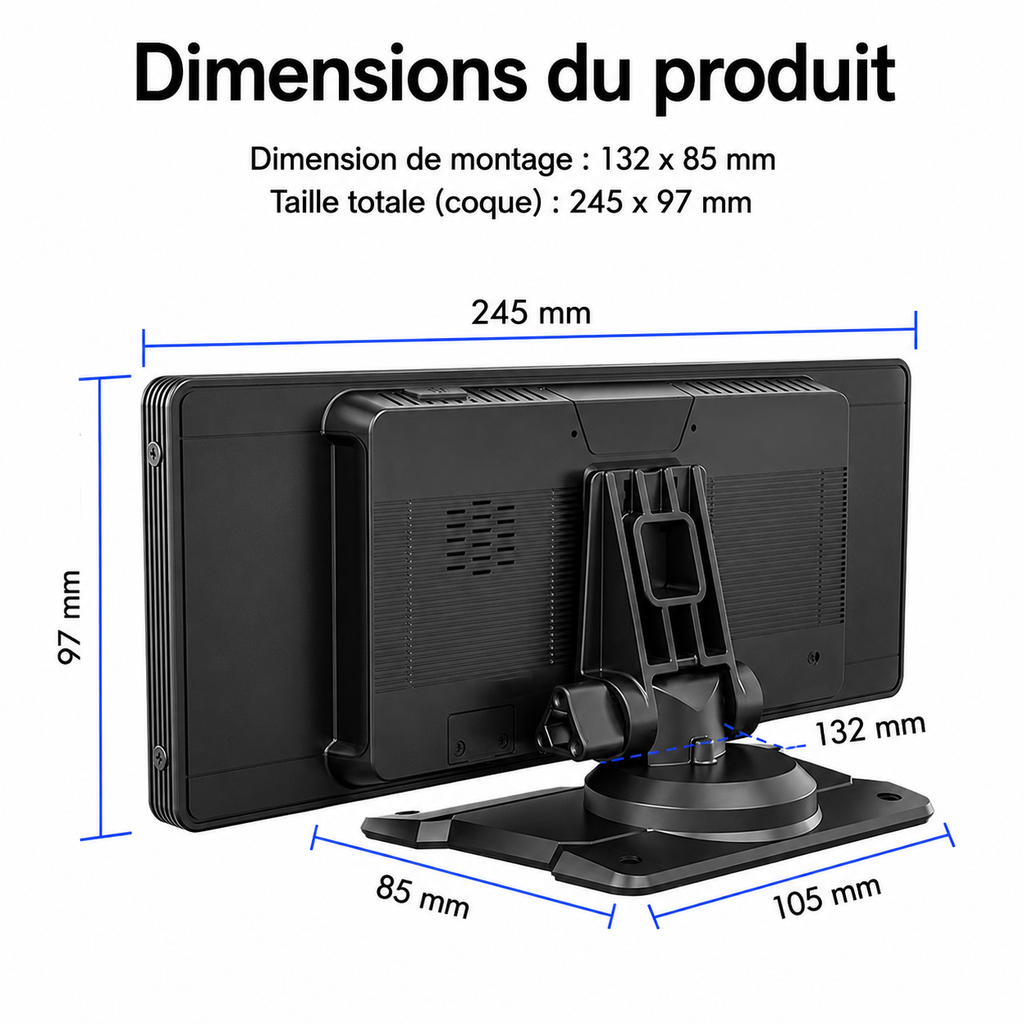 Écran CarPlay Sans Fil 10,26" pour Voiture – Tactile, Bluetooth, GPS & Android Auto