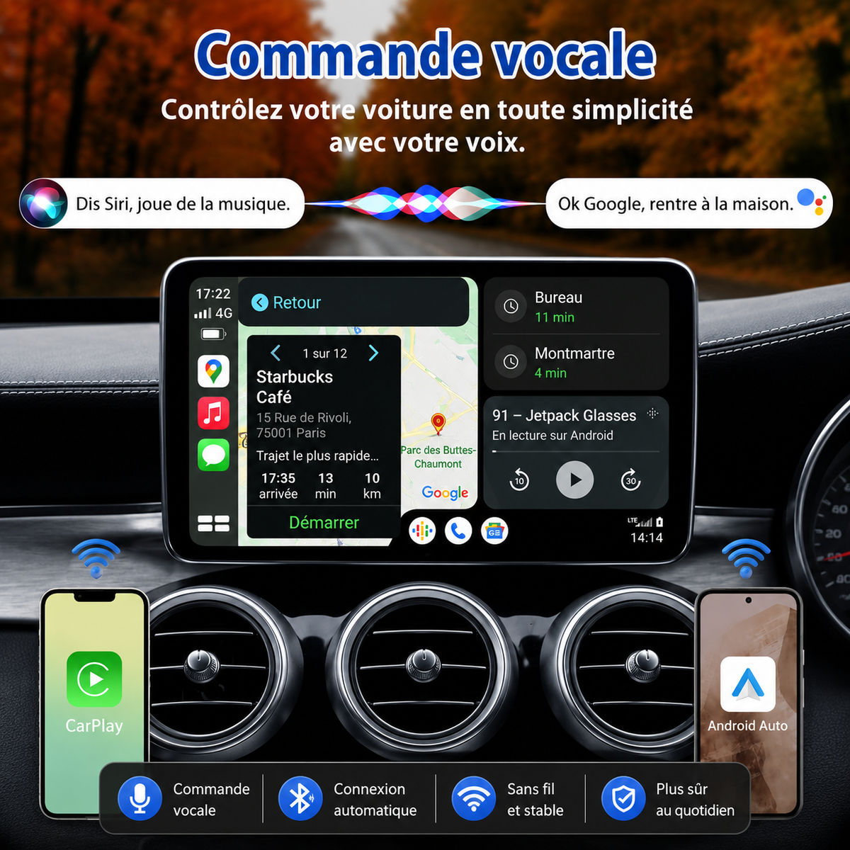 Boîtier CarPlay AI Box Android 13 – CarPlay & Android Auto sans fil