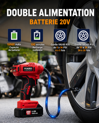 Gonfleur de Pneus Sans Fil 150 PSI avec Écran Digital | VIARO