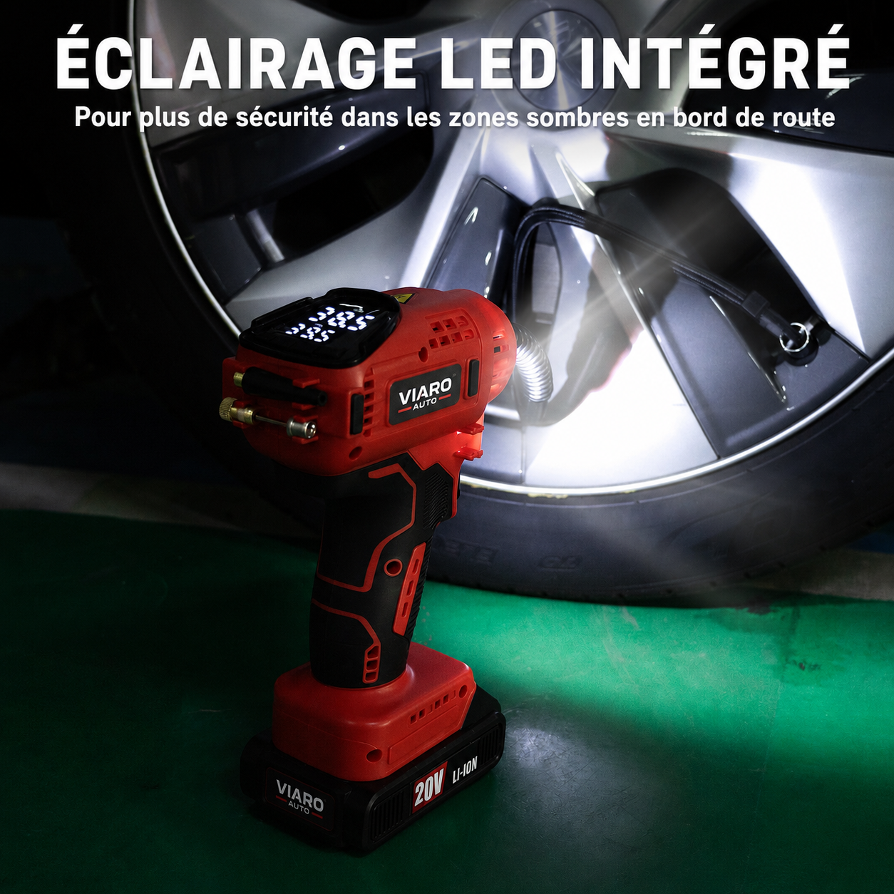 Gonfleur de Pneus Sans Fil 150 PSI avec Écran Digital | VIARO
