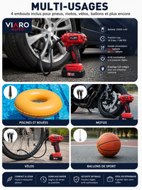 Gonfleur de Pneus Sans Fil 150 PSI avec Écran Digital | VIARO