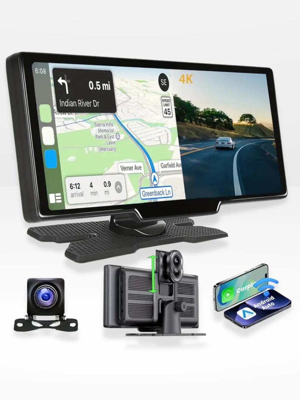 Écran CarPlay 10" Sans Fil avec Dashcam 1080P, Android Auto & Caméra Arrière – VIARO Auto
