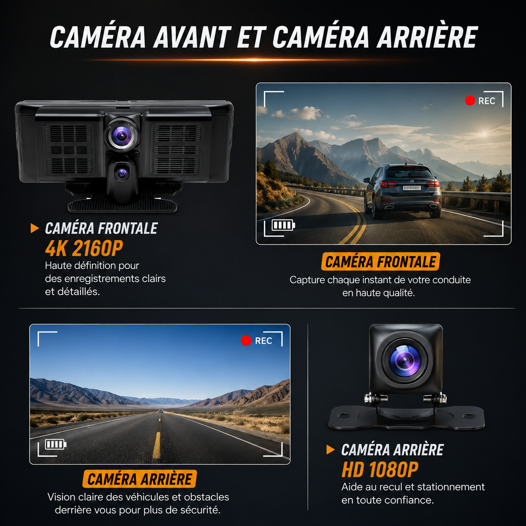 Écran CarPlay 10" Sans Fil avec Dashcam 1080P, Android Auto & Caméra Arrière – VIARO Auto