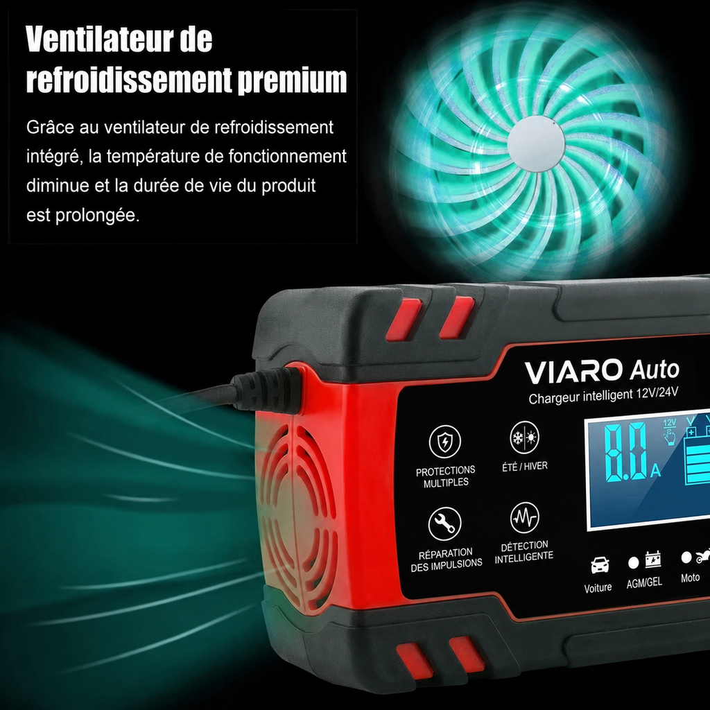 Chargeur Batterie Intelligent 12V 24V 8A AGM GEL Plomb Auto Moto – VIARO Auto