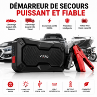 Booster Batterie 4000A 12V USB LED – Démarreur Portable VIARO Fusion pour Voiture et Utilitaire