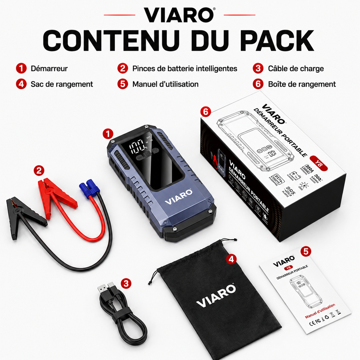 Booster Batterie 12V Portable VIARO Start 2800A –  Voiture, Moto et Utilitaire