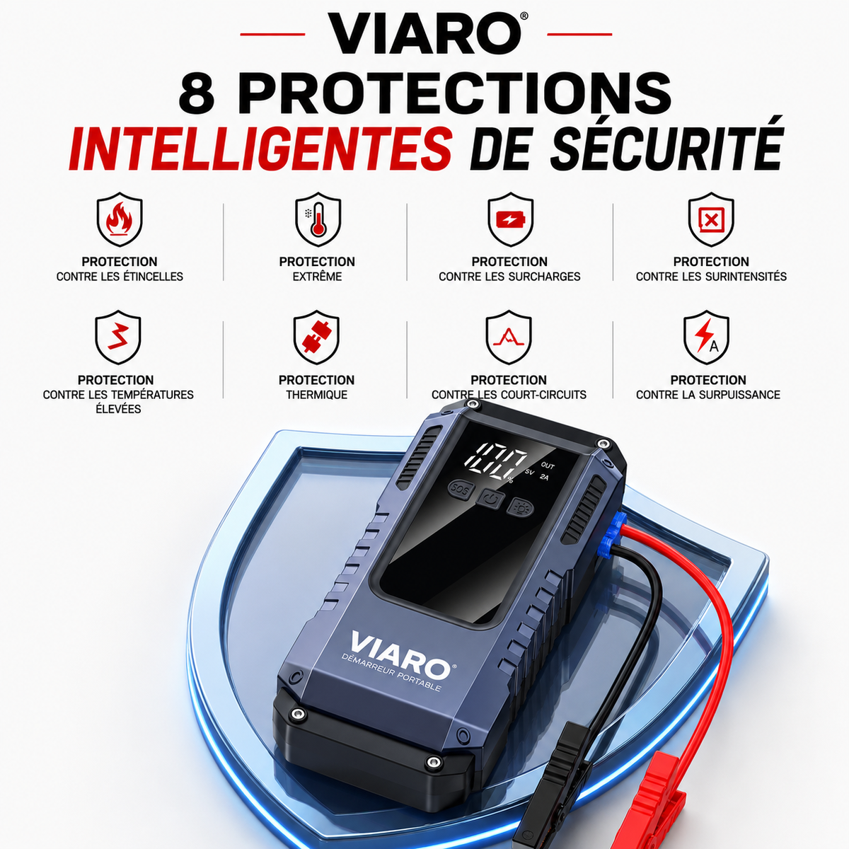 Booster Batterie 12V Portable VIARO Start 2800A –  Voiture, Moto et Utilitaire