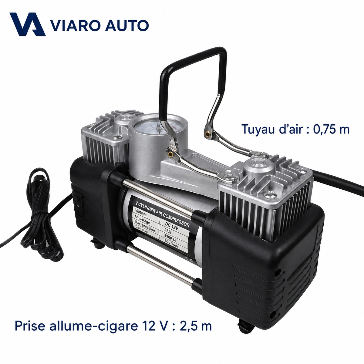 Gonfleur de Pneus 12V Double Cylindre 150 PSI | VIARO Auto