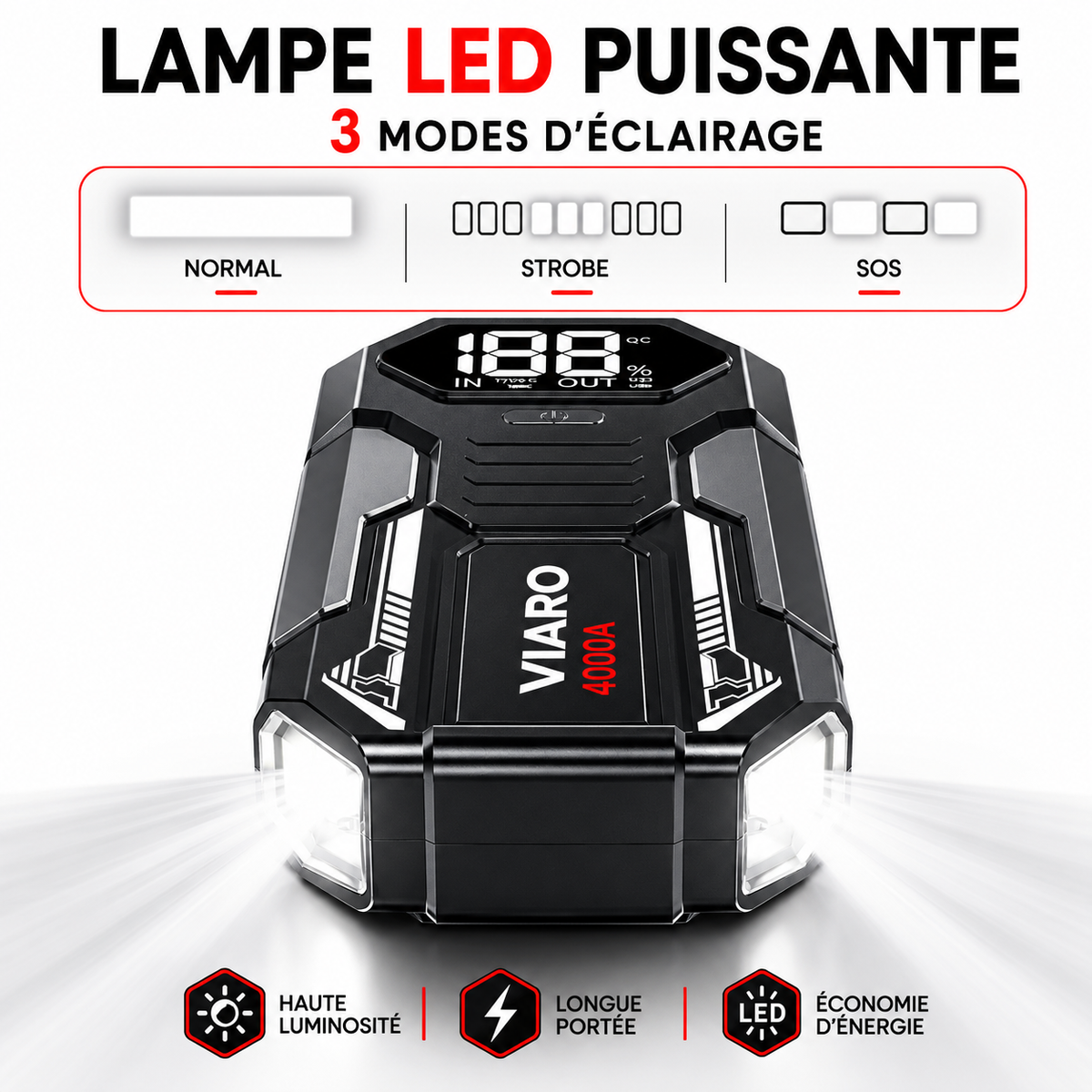 Booster Batterie VIARO NOVA 4000A – Démarreur de Batterie 12V Compact Voiture Moto