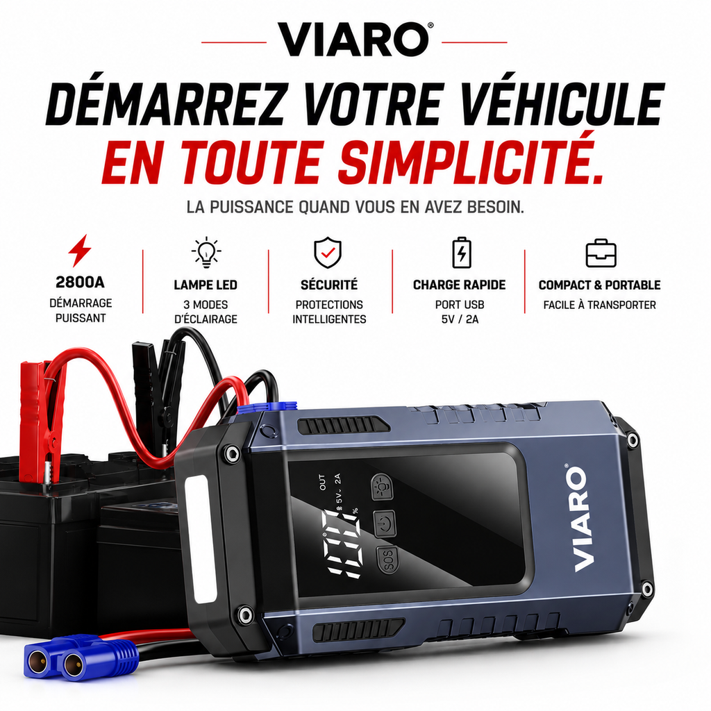 Booster Batterie 12V Portable VIARO Start 2800A –  Voiture, Moto et Utilitaire