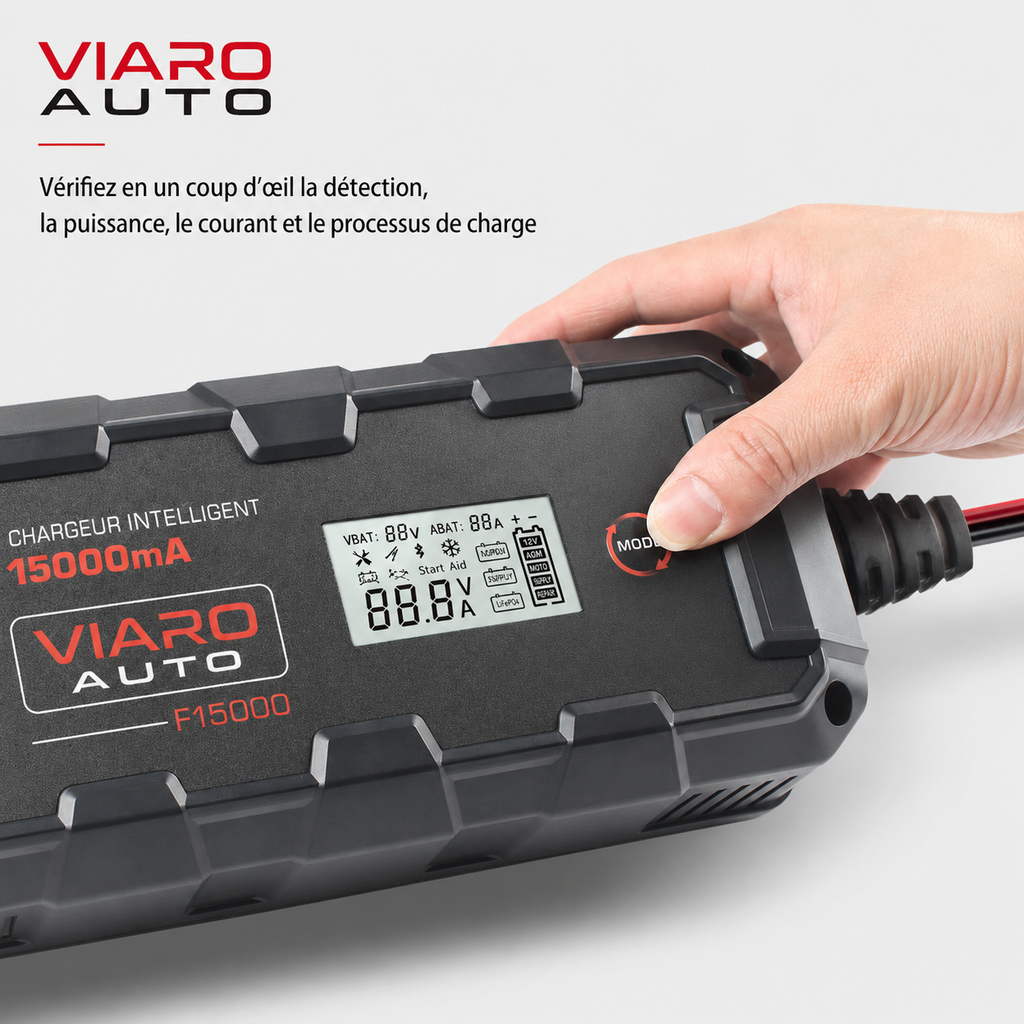 Chargeur de Batterie Intelligent 6V 12V 24V AGM GEL Lithium Auto Moto – VIARO Auto