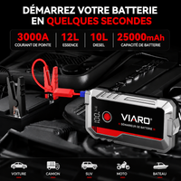 Booster Batterie Voiture VIARO Pro 3000A 25000mAh – Démarreur Portable 12V