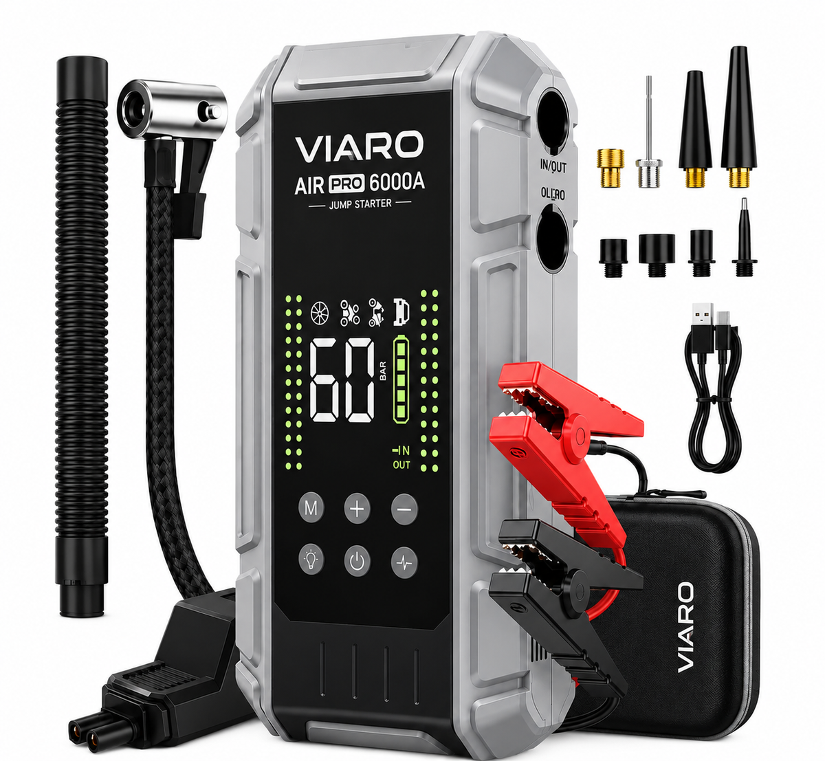 Booster Batterie 6000A 12V avec Compresseur – VIARO Air Pro PD65W