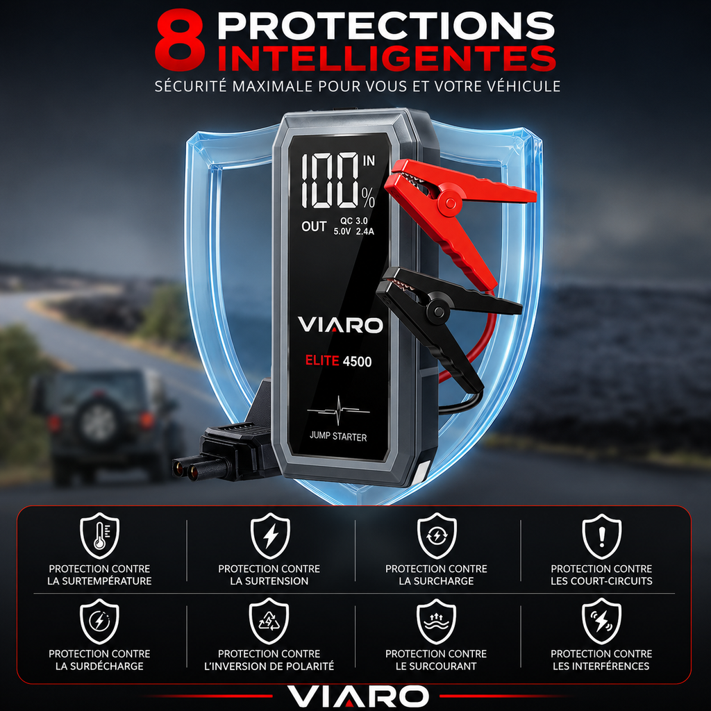 Booster Batterie 4500A 12V – VIARO ELITE pour Voiture, SUV, Moto et Utilitaire