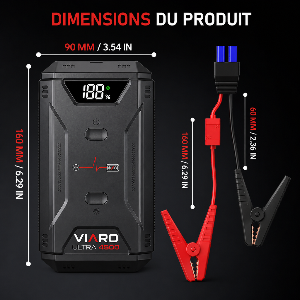 Booster Batterie VIARO ULTRA 4500A 16800mAh USB-C LED pour Voiture et Moto