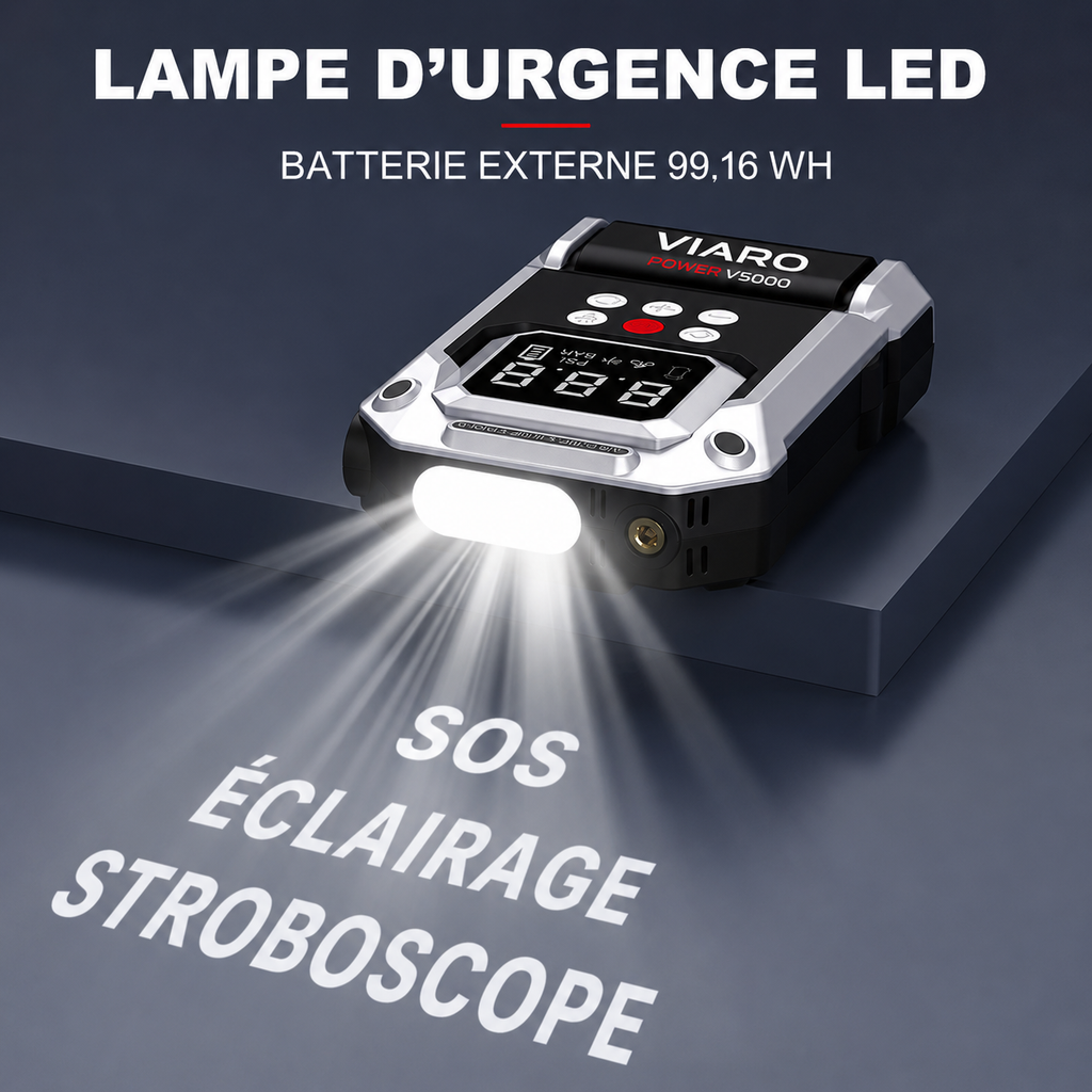 Booster Batterie 5000A 12V avec Compresseur à Air 26800mAh USB-C – VIARO POWER