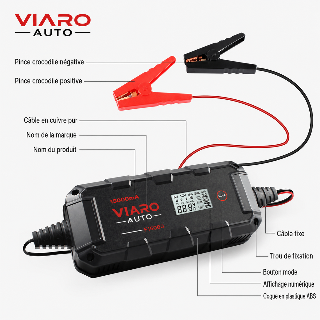 Chargeur de Batterie Intelligent 6V 12V 24V AGM GEL Lithium Auto Moto – VIARO Auto