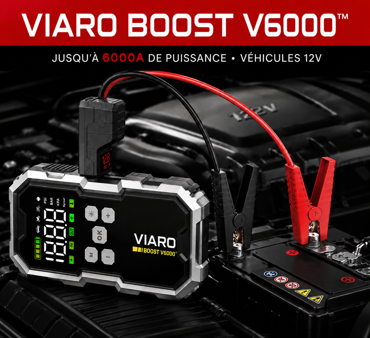 Booster Batterie Voiture 6000A 12V – Démarreur Portable avec Compresseur 150 PSI