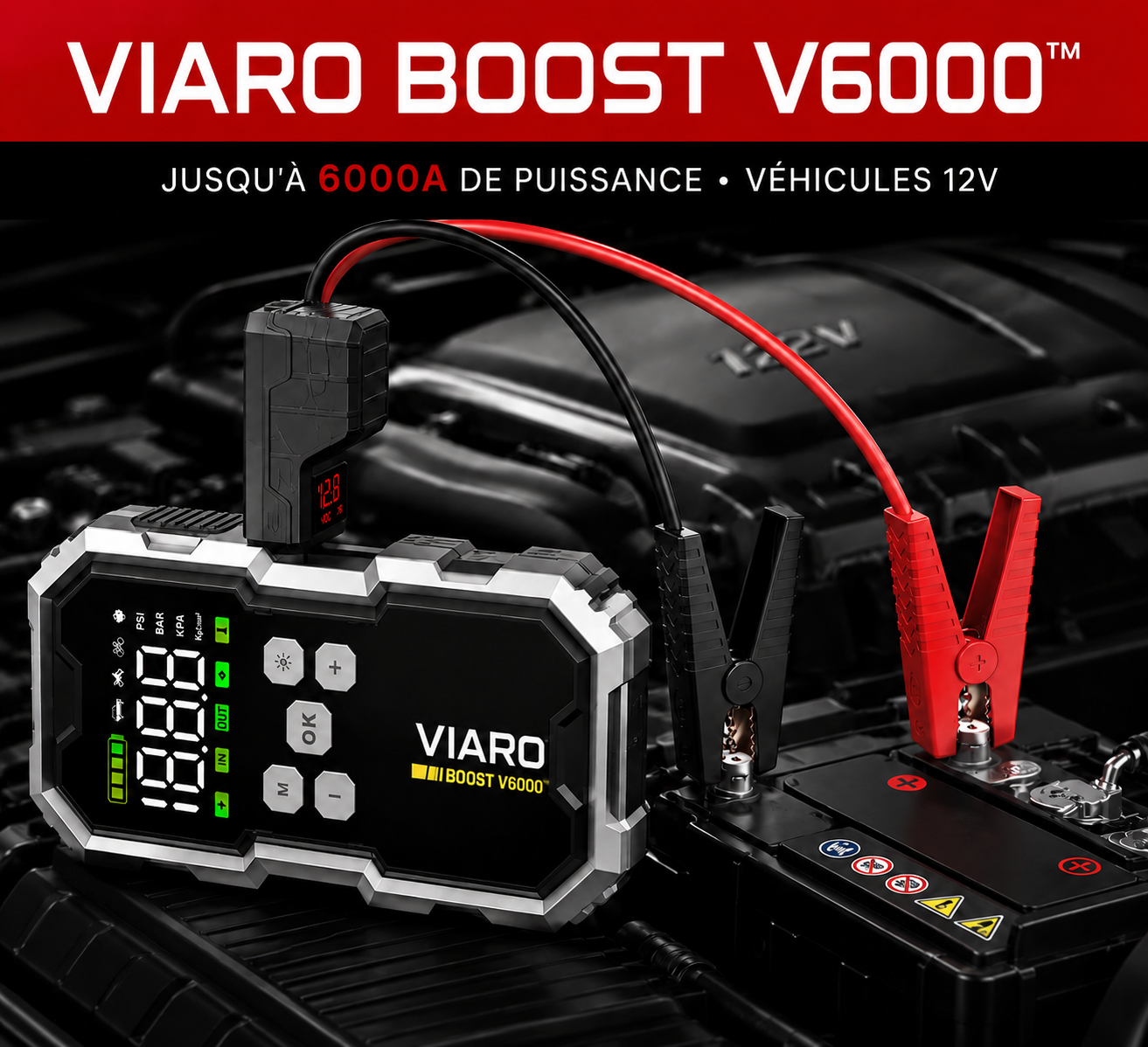 Booster Batterie Voiture 6000A 12V – Démarreur Portable avec Compresseur 150 PSI
