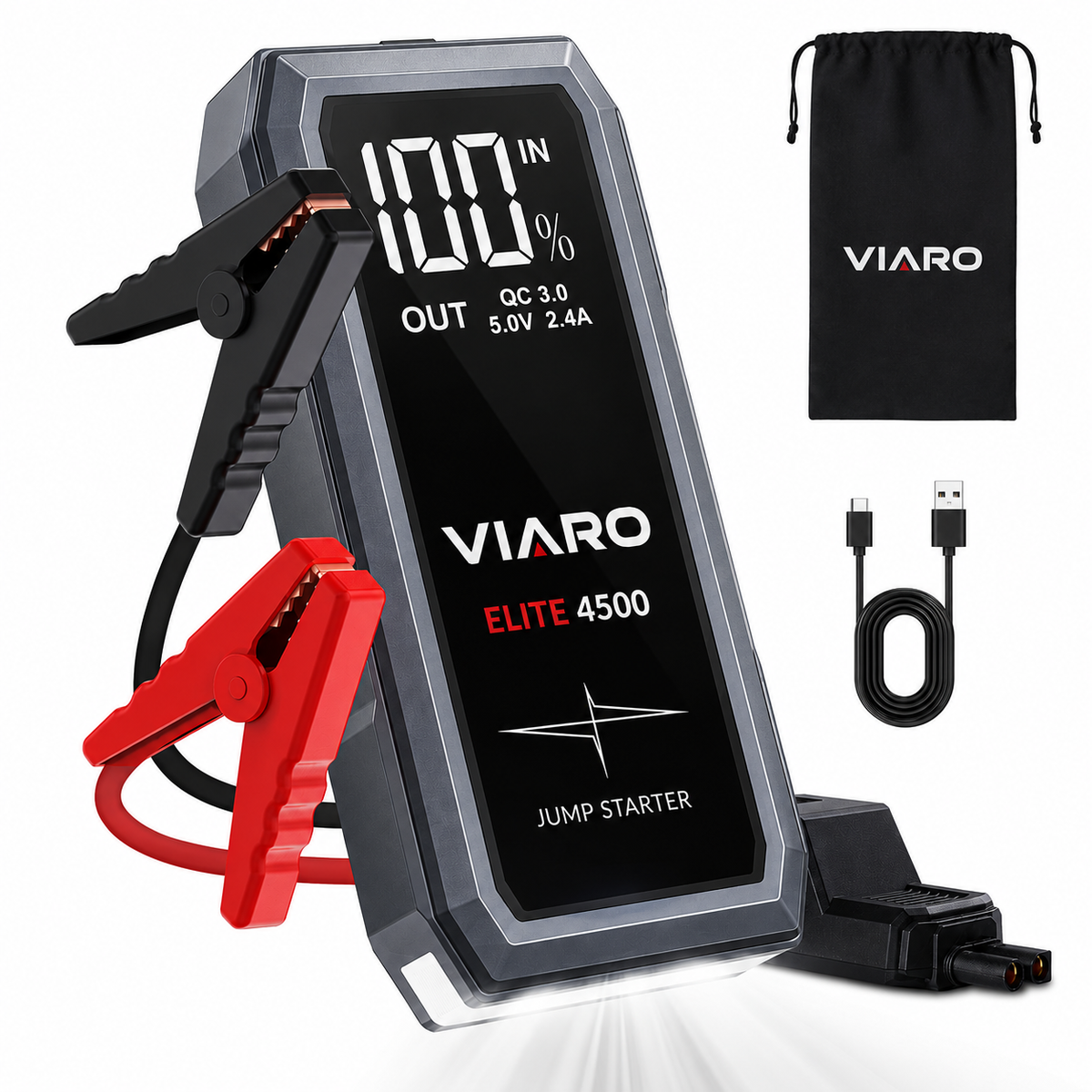 Booster Batterie 4500A 12V – VIARO ELITE pour Voiture, SUV, Moto et Utilitaire