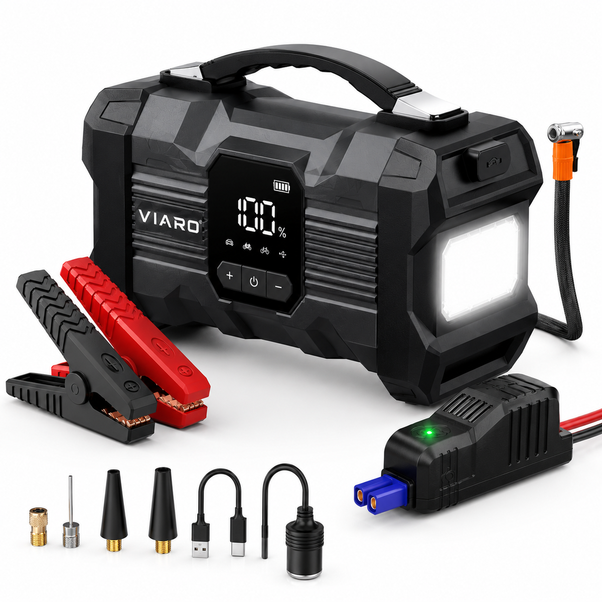 Booster Batterie VIARO Boost Max 3000A – Compresseur, Lampe LED et USB-C