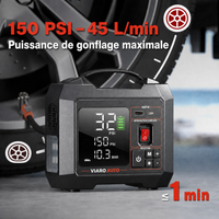 Gonfleur de Pneus Sans Fil 150 PSI, 45 L/min et Batterie 16 000 mAh